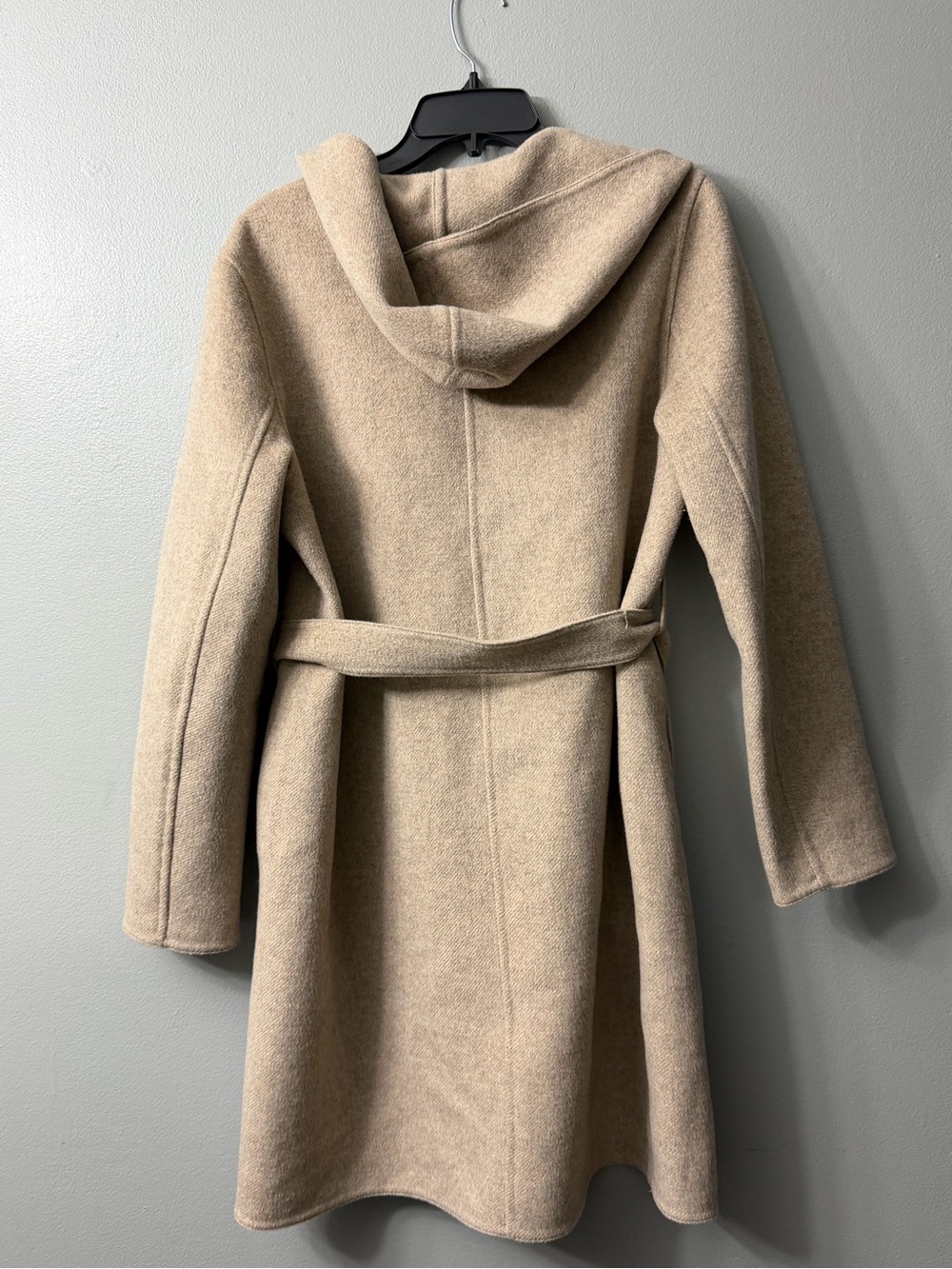 uniqlo tan button front belted  hooded coat Womens Belted Wool-Blend large - Picture 4 of 6